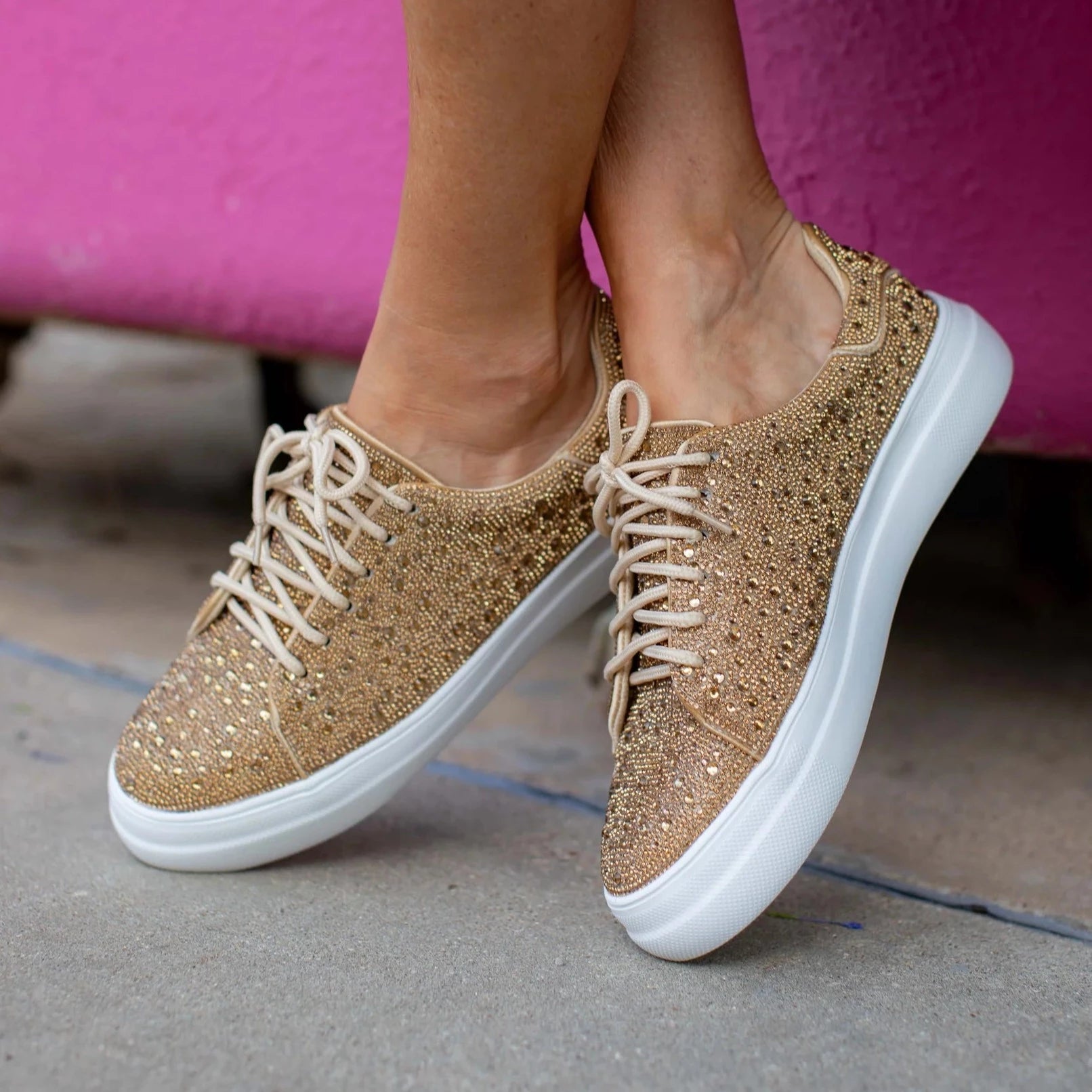 Corkys Bedazzle Platform Sneaker 10 / Gold