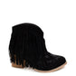 Amos Fringe Ankle Bootie in Black Suede