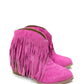 Amos Fringe Ankle Bootie in Magenta Suede