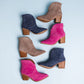 Twilight Studded Heeled Ankle Boot in Magenta