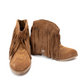 Amos Fringe Ankle Bootie in Tan Suede