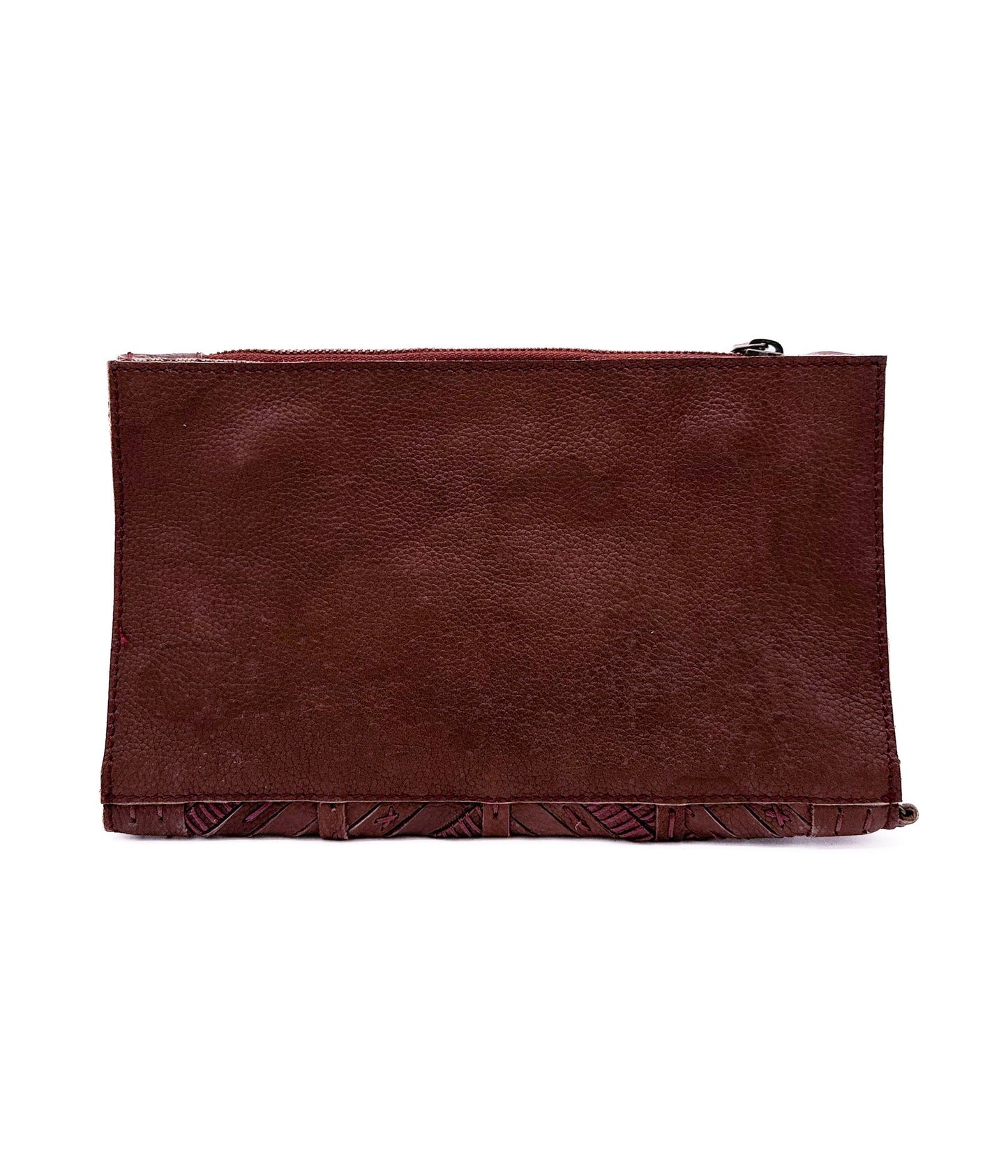 Calla Woven Leather Clutch in Rust