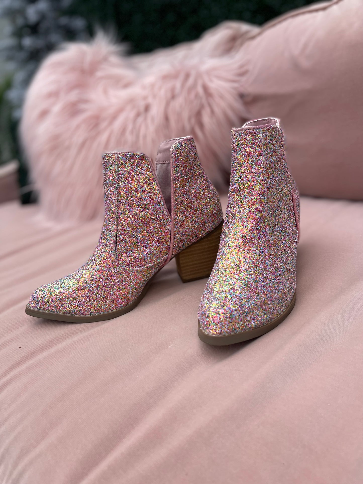 Fiera Pink Glitter Bootie